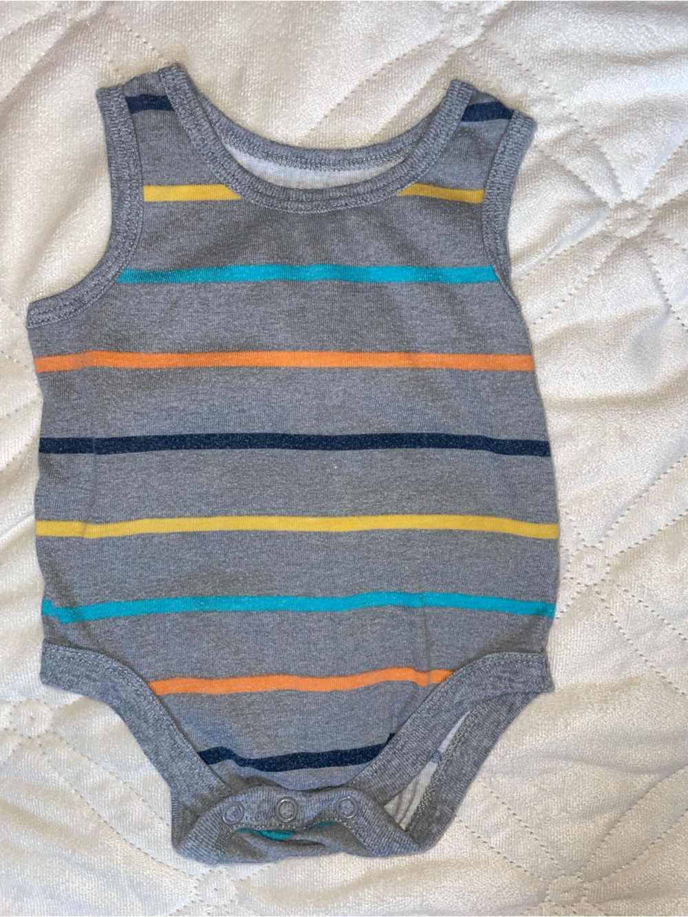 Garanimals Gray Sleeveless Striped One-Piece Bodysuit